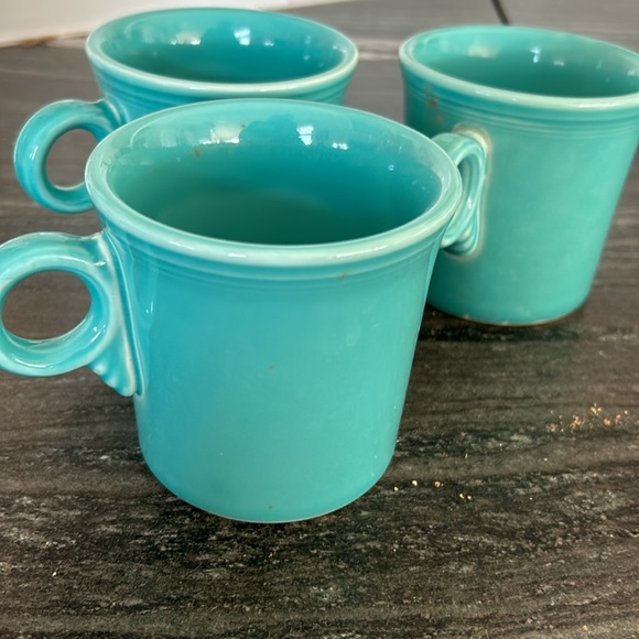 3 Pc Vintage Fiesta ware Aqua Mugs - Used - Picture 2 of 11
